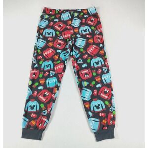 Disney Pajama Pants Youth Large 12-14 Black Fleece Mickey Mouse Christmas Jogger